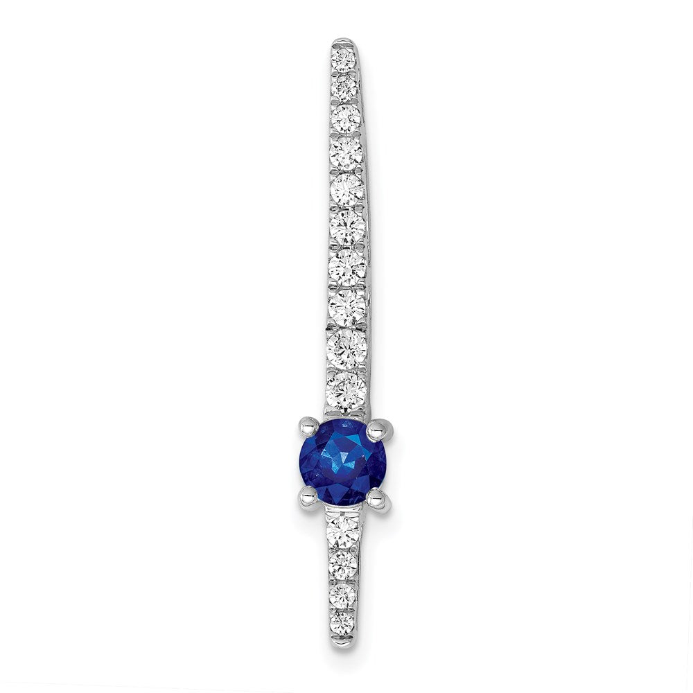 14k White Gold Real Diamond & .33 Sapphire Fancy Chain Slide