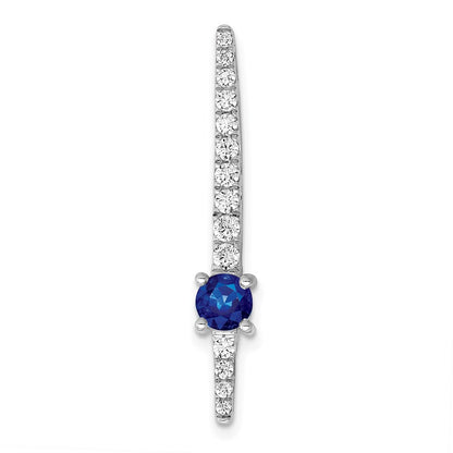 14k White Gold Real Diamond & .33 Sapphire Fancy Chain Slide