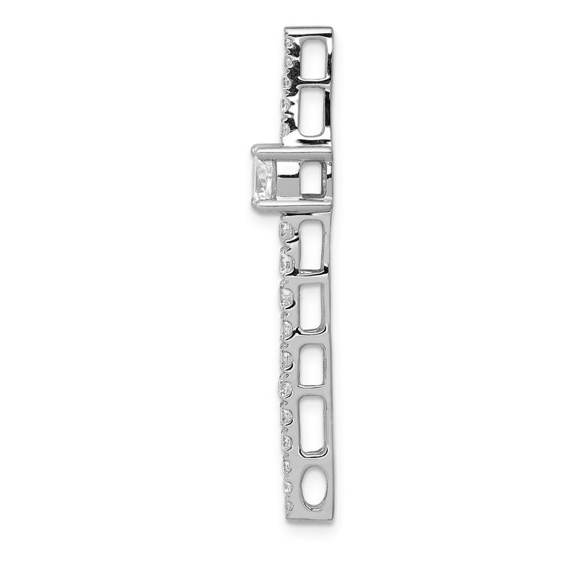 14k White Gold Real Diamond & .5 Sapphire Fancy Chain Slide