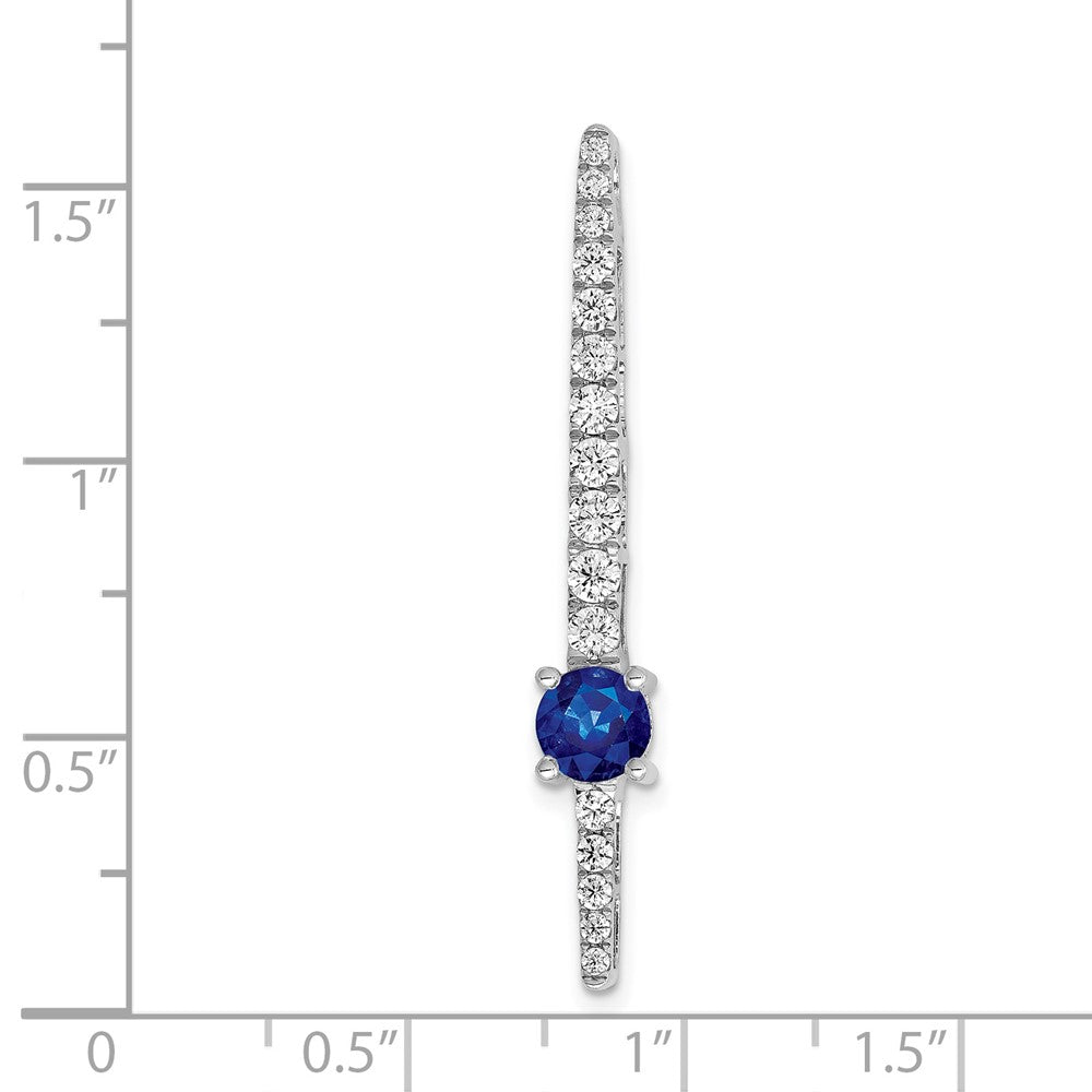 14k White Gold Real Diamond & .5 Sapphire Fancy Chain Slide