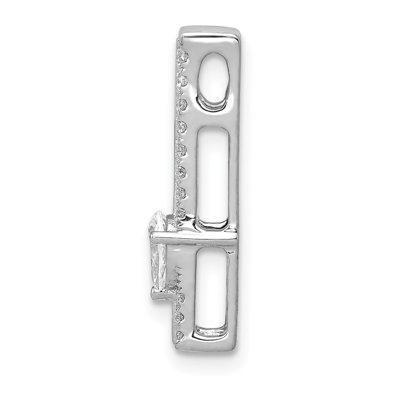 14k White Gold 1/3ct. Real Diamond Fancy Double Bar Chain Slide