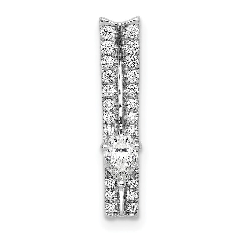 14k White Gold 1/3ct. Real Diamond Fancy Double Bar Chain Slide