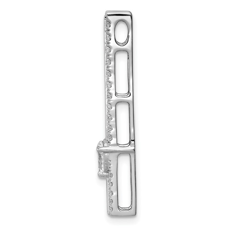 14k White Gold 5/8ct. Real Diamond Fancy Double Bar Chain Slide