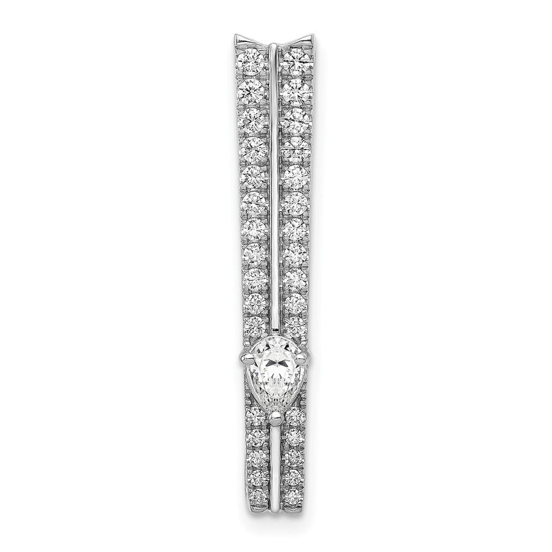 14k White Gold 5/8ct. Real Diamond Fancy Double Bar Chain Slide