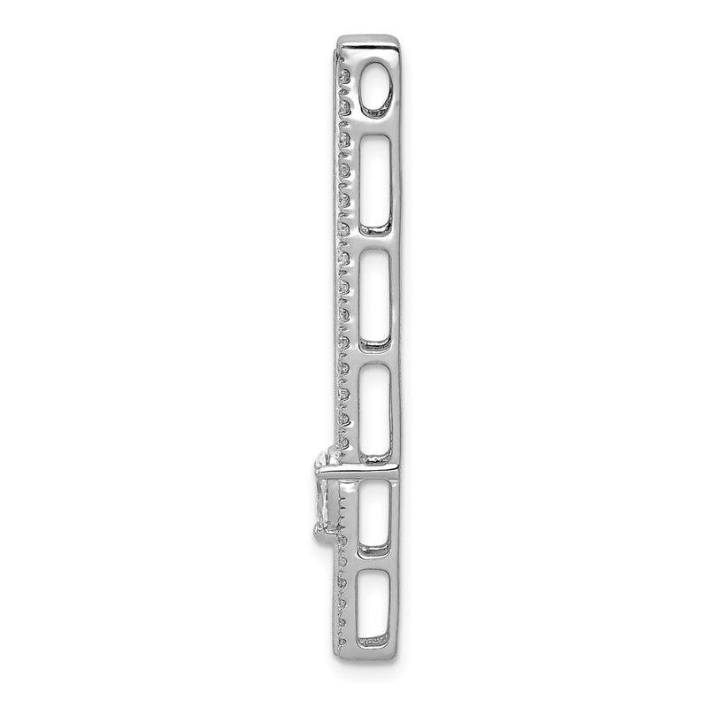 14k White Gold 1ct. Real Diamond Fancy Double Bar Chain Slide