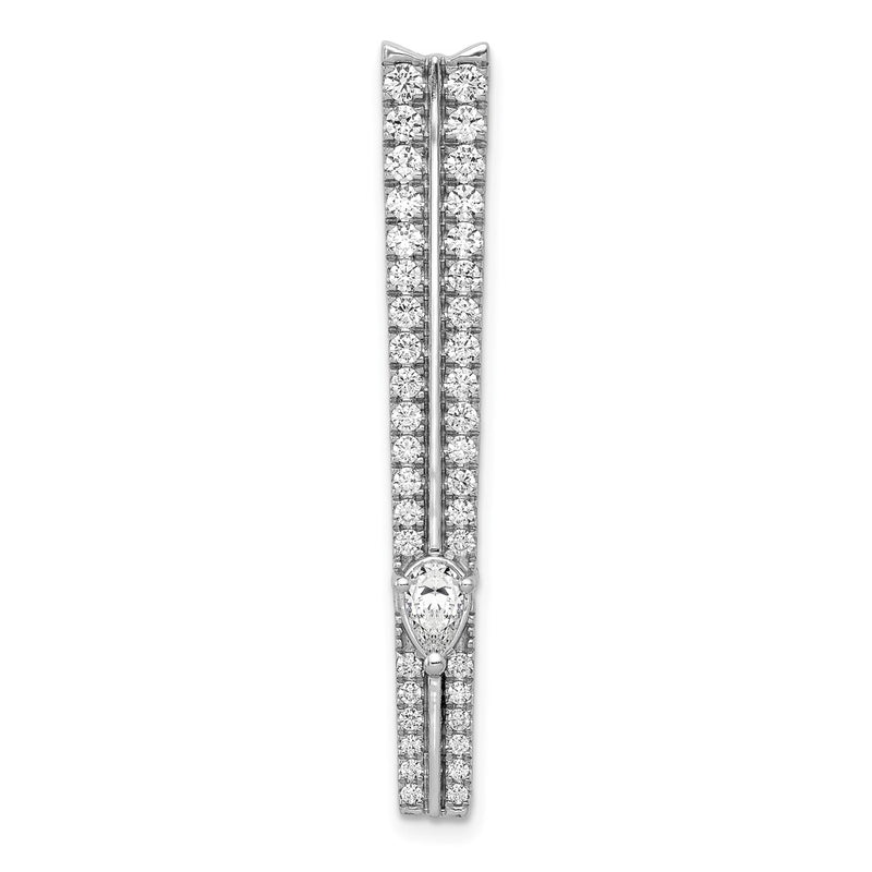 14k White Gold 1ct. Real Diamond Fancy Double Bar Chain Slide