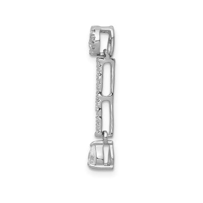 14k White Gold Real Diamond and .13 Ruby Fancy Teardrop Chain Slide