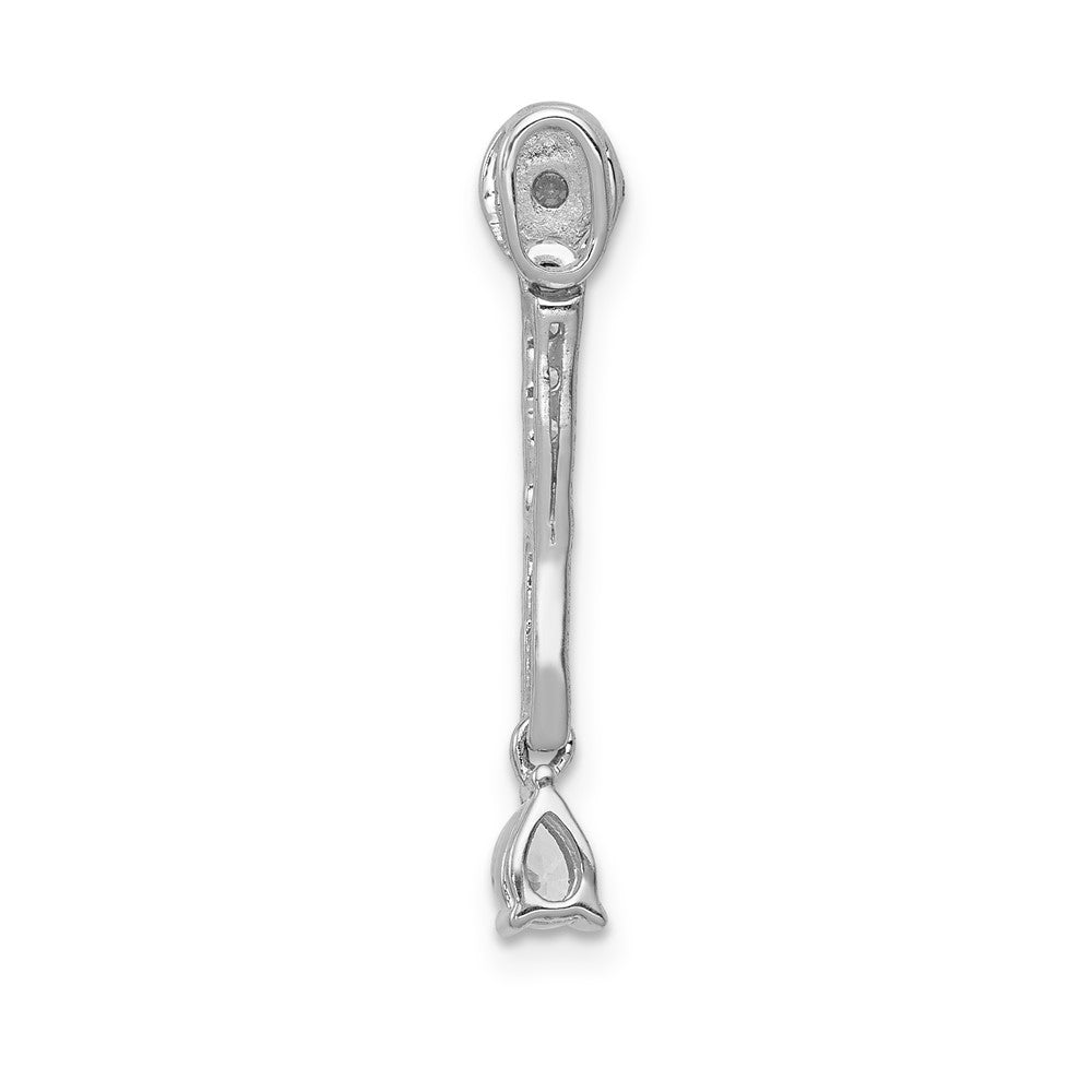 14k White Gold Real Diamond and .13 Ruby Fancy Teardrop Chain Slide