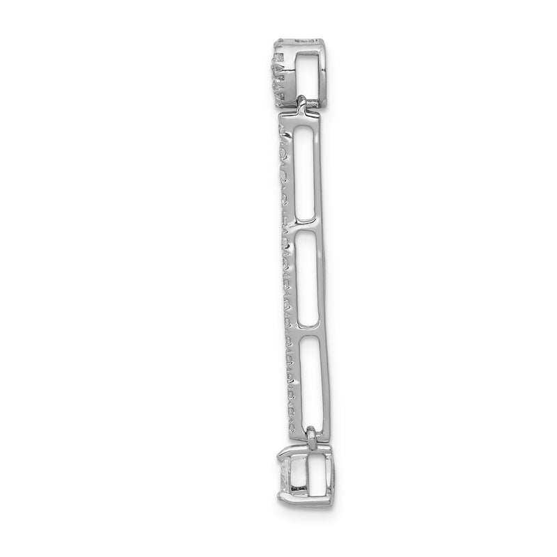 14k White Gold Real Diamond & .18 Ruby Fancy Teardrop Chain Slide