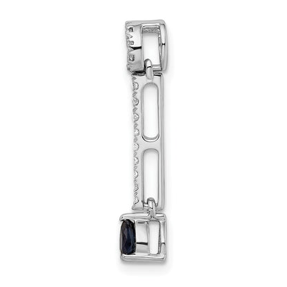 14k White Gold 1/3ct. Real Diamond and Sapphire Fancy Pendant