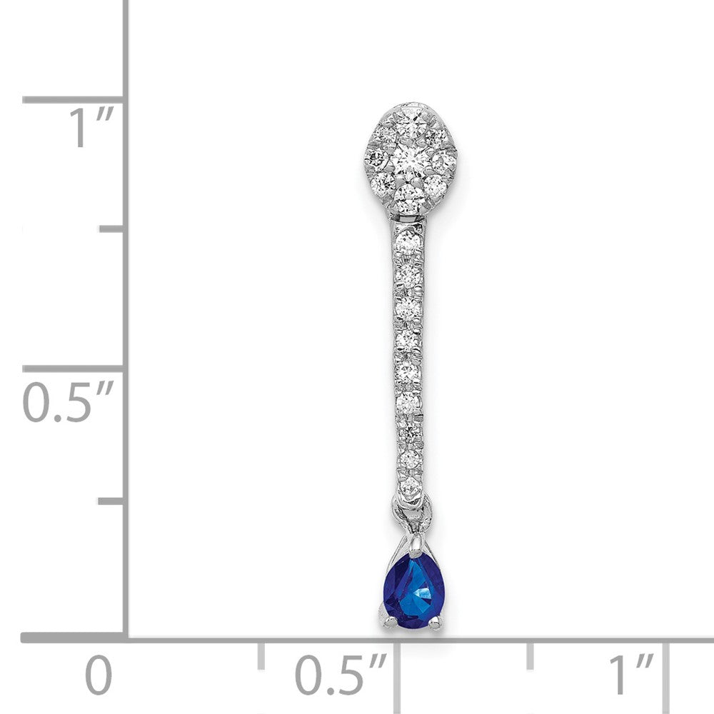 14k White Gold 1/3ct. Real Diamond and Sapphire Fancy Pendant