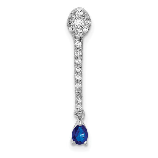 14k White Gold 1/3ct. Real Diamond and Sapphire Fancy Pendant