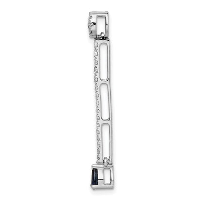 14k White Gold 5/8ct. Real Diamond & Sapphire Fancy Pendant