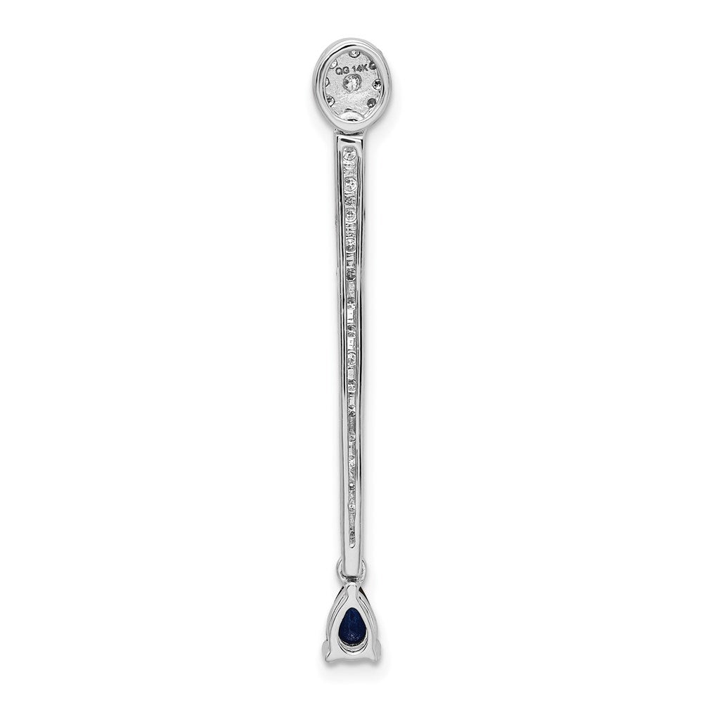 14k White Gold 5/8ct. Real Diamond & Sapphire Fancy Pendant