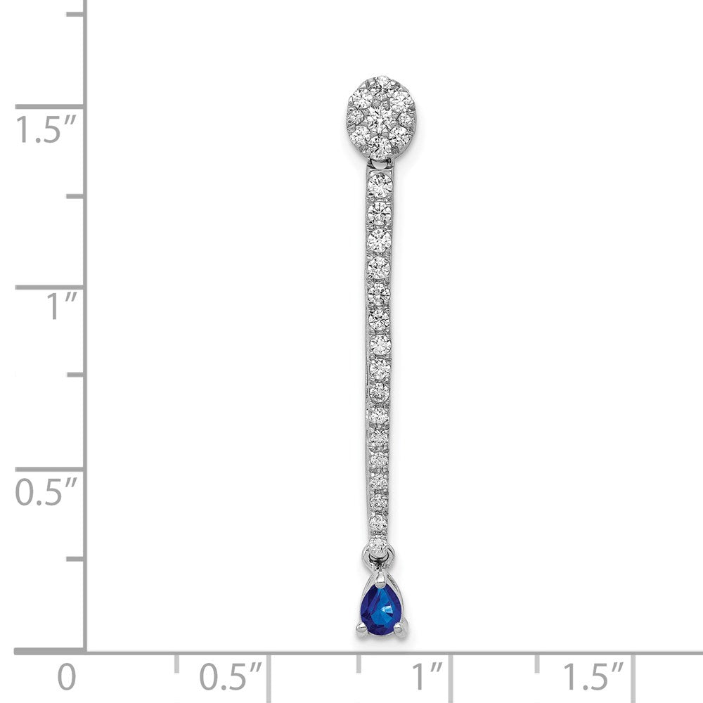 14k White Gold 5/8ct. Real Diamond & Sapphire Fancy Pendant