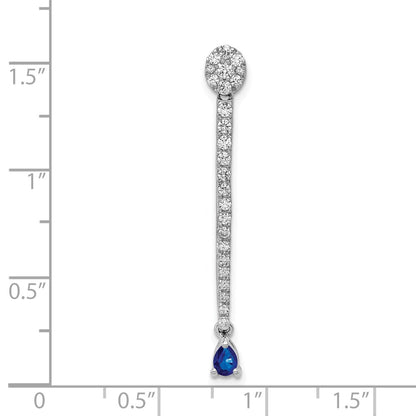14k White Gold 5/8ct. Real Diamond & Sapphire Fancy Pendant