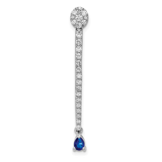 14k White Gold 5/8ct. Real Diamond & Sapphire Fancy Pendant