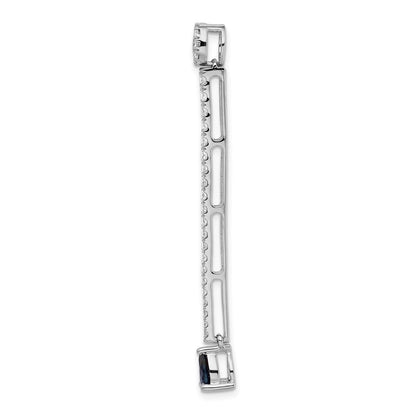14k White Gold 1ct. Real Diamond & Sapphire Fancy Pendant