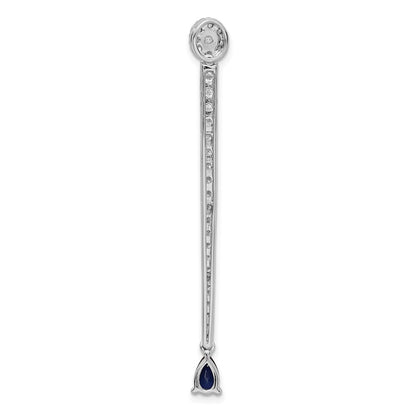 14k White Gold 1ct. Real Diamond & Sapphire Fancy Pendant