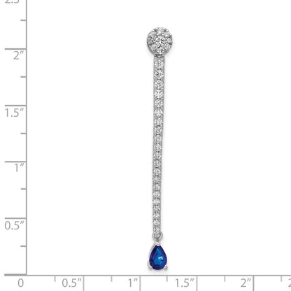 14k White Gold 1ct. Real Diamond & Sapphire Fancy Pendant