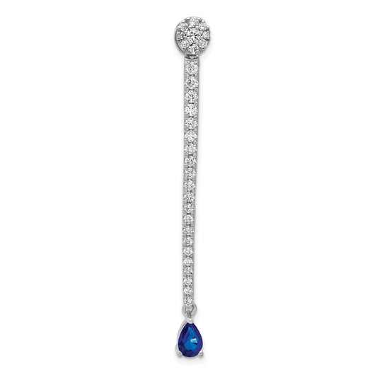 14k White Gold 1ct. Real Diamond & Sapphire Fancy Pendant
