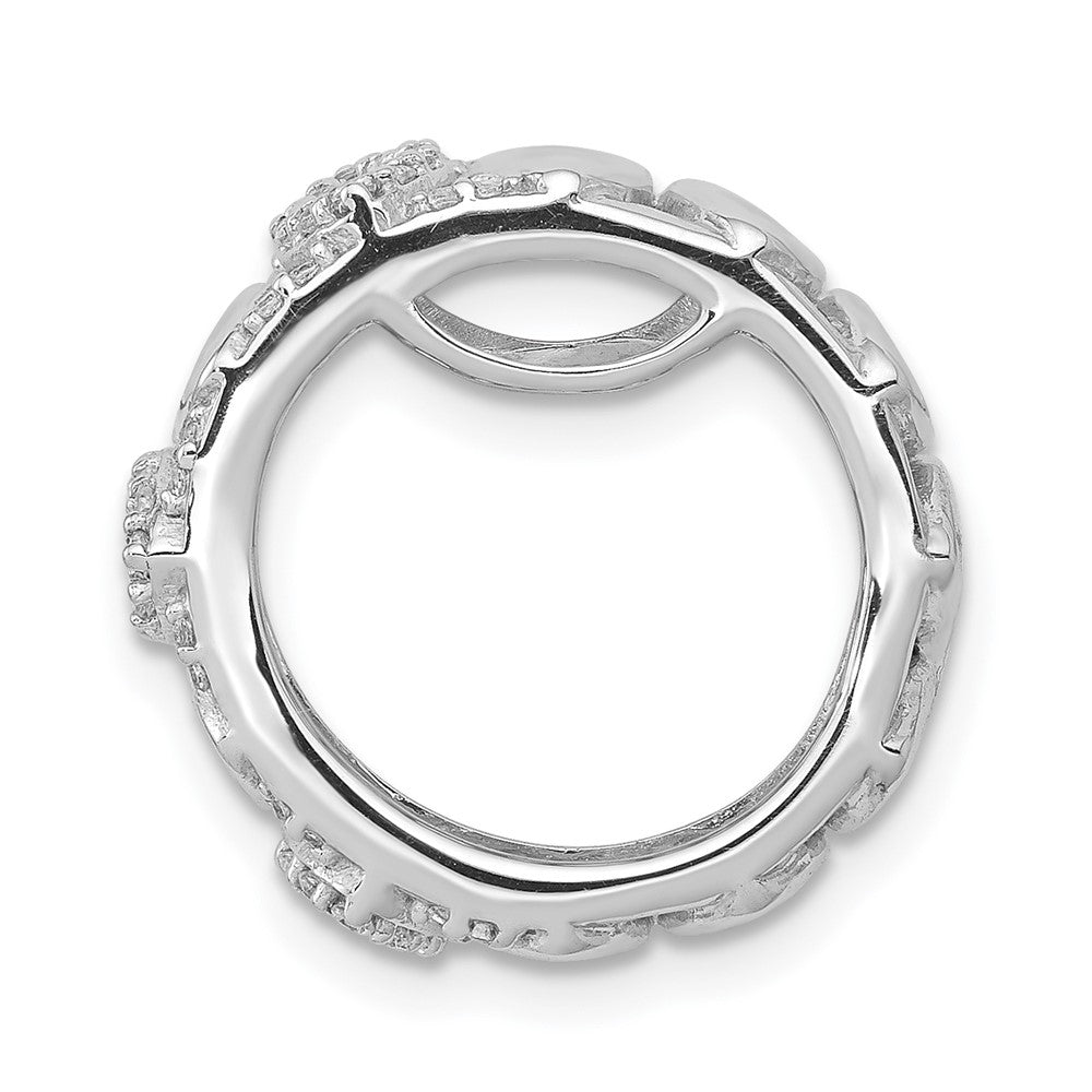 14k White Gold 1/4ct. Real Diamond Fancy Round Chain Slide
