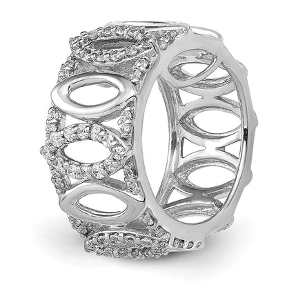 14k White Gold 1/4ct. Real Diamond Fancy Round Chain Slide