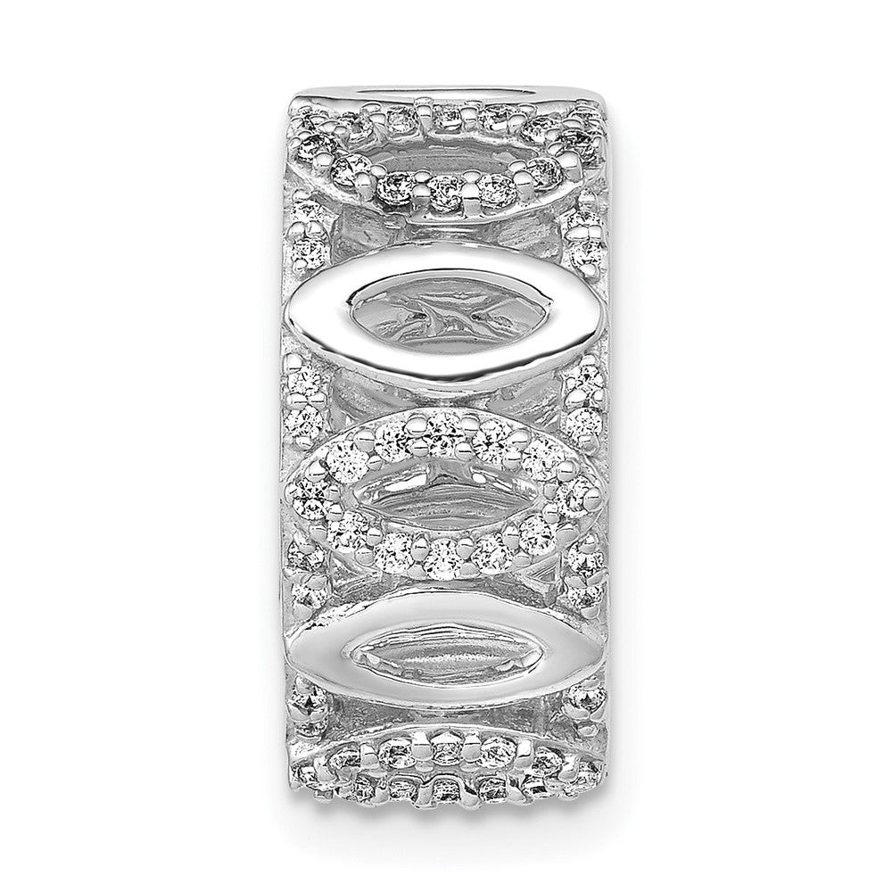 14k White Gold 1/4ct. Real Diamond Fancy Round Chain Slide