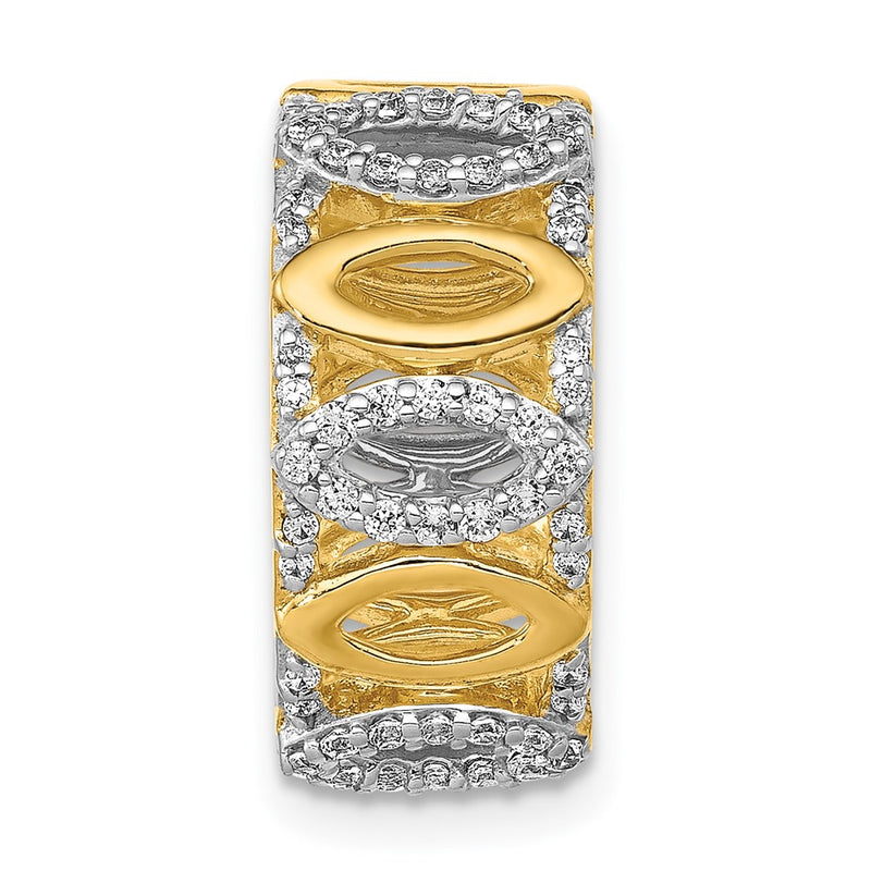 14K Yellow Gold 1/4ct. Real Diamond Fancy Round Chain Slide