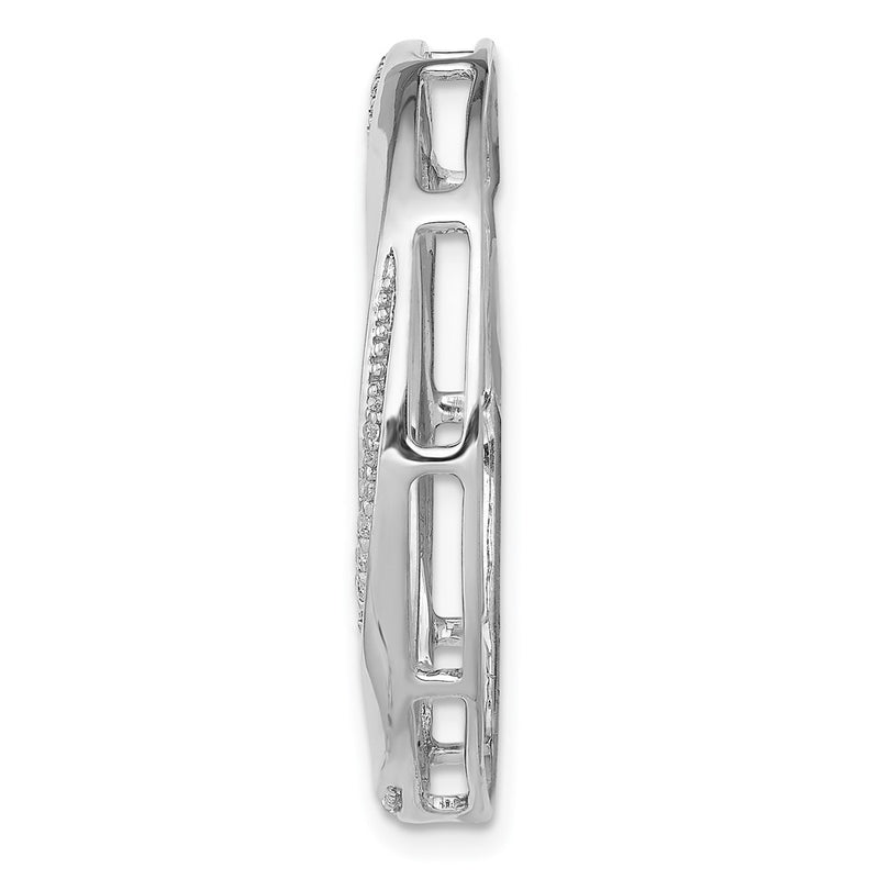 14k White Gold 1/5ct. Real Diamond Fancy Twist Circle Chain Slide