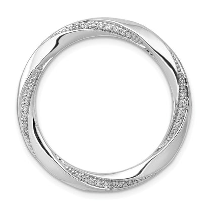 14k White Gold 1/5ct. Real Diamond Fancy Twist Circle Chain Slide