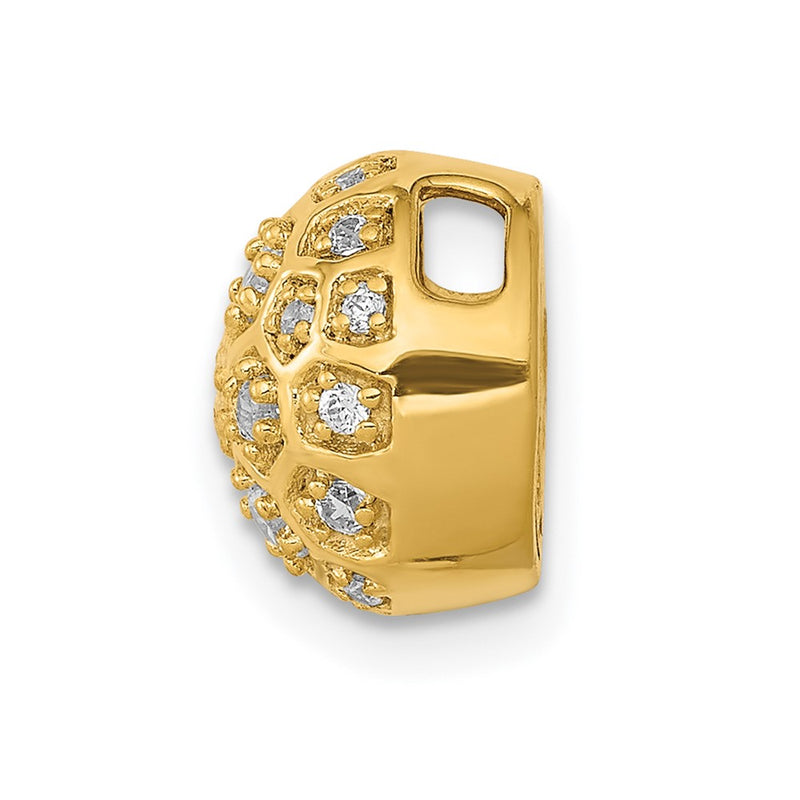 14K Yellow Gold 1/4ct. Real Diamond Honeycomb Chain Slide