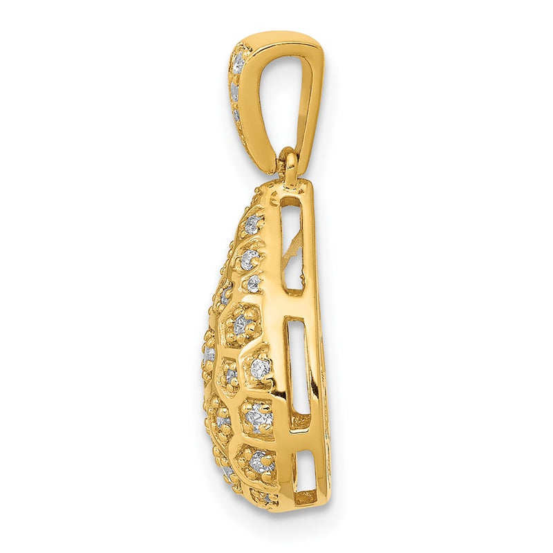 14K Yellow Gold 1/5ct. Real Diamond Teardrop Honeycomb Chain Slide