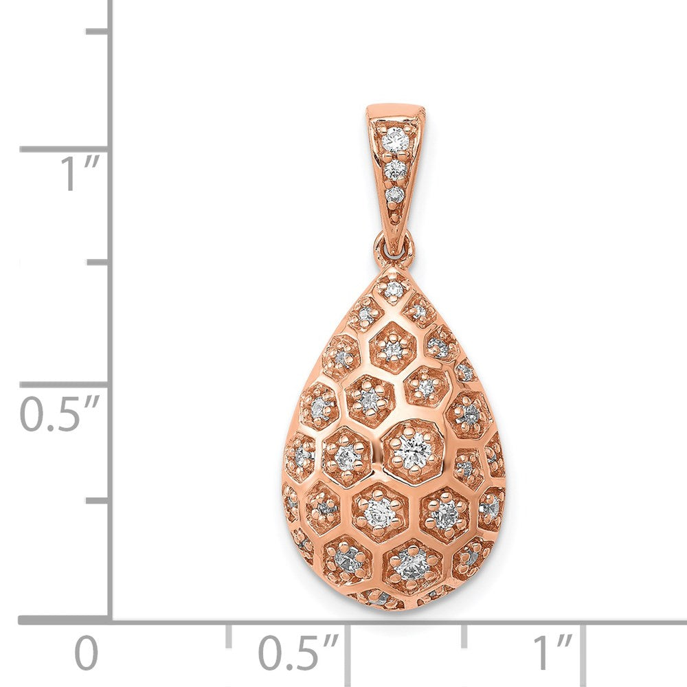 14k Rose Gold 3/8ct. Real Diamond Teardrop Honeycomb Chain Slide