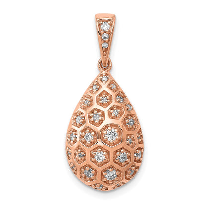14k Rose Gold 3/8ct. Real Diamond Teardrop Honeycomb Chain Slide