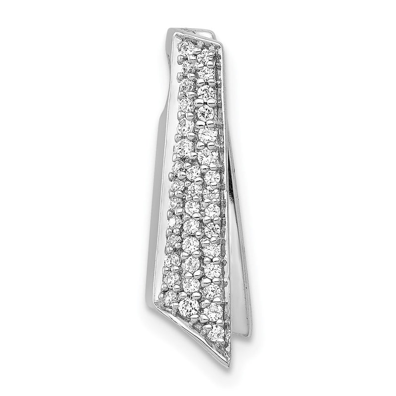 14k White Gold 1/6ct. Real Diamond Fancy Chain Slide