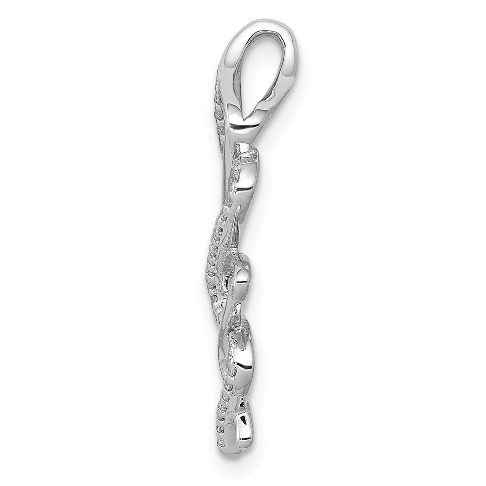 14k White Gold 1/6ct. Real Diamond Polished Fancy Twisted Chain Slide