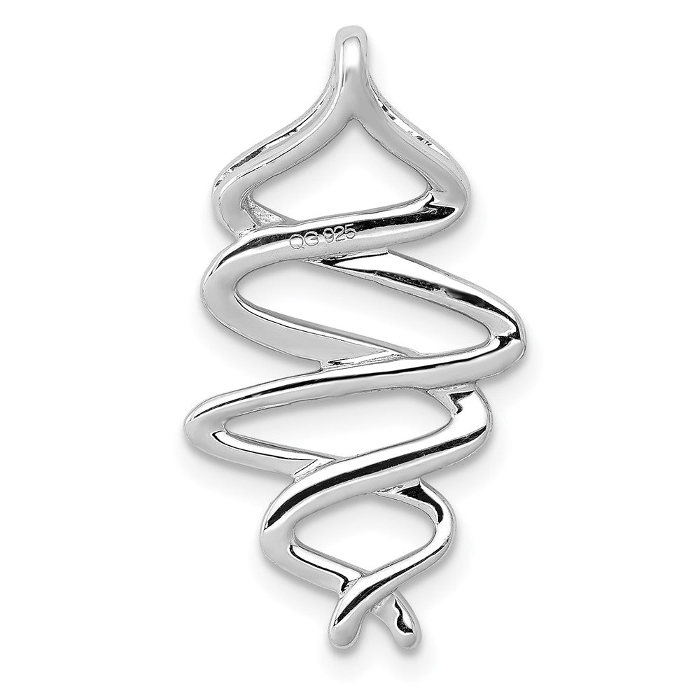 14k White Gold 1/6ct. Real Diamond Polished Fancy Twisted Chain Slide