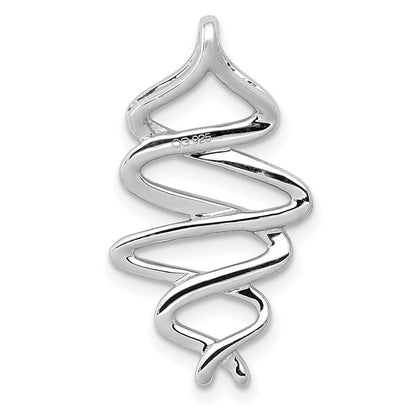 14k White Gold 1/6ct. Real Diamond Polished Fancy Twisted Chain Slide