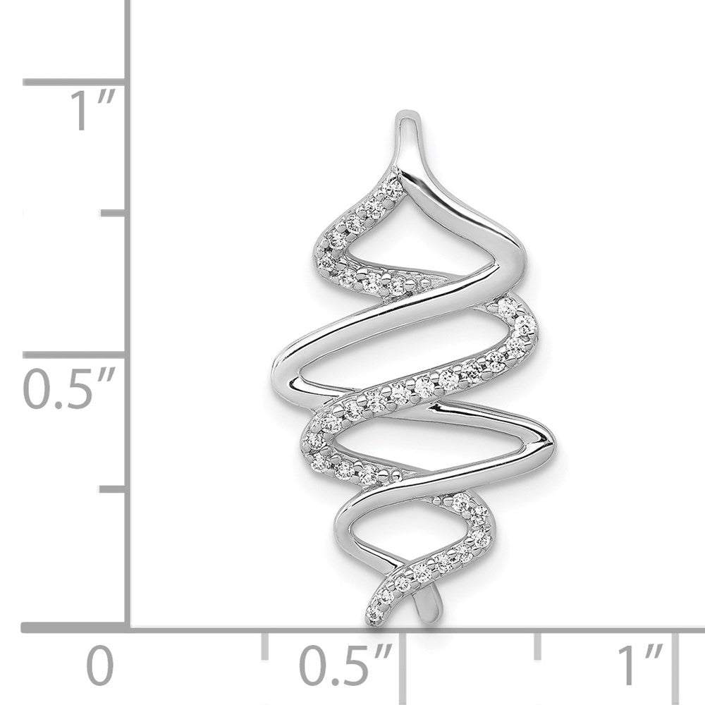 14k White Gold 1/6ct. Real Diamond Polished Fancy Twisted Chain Slide