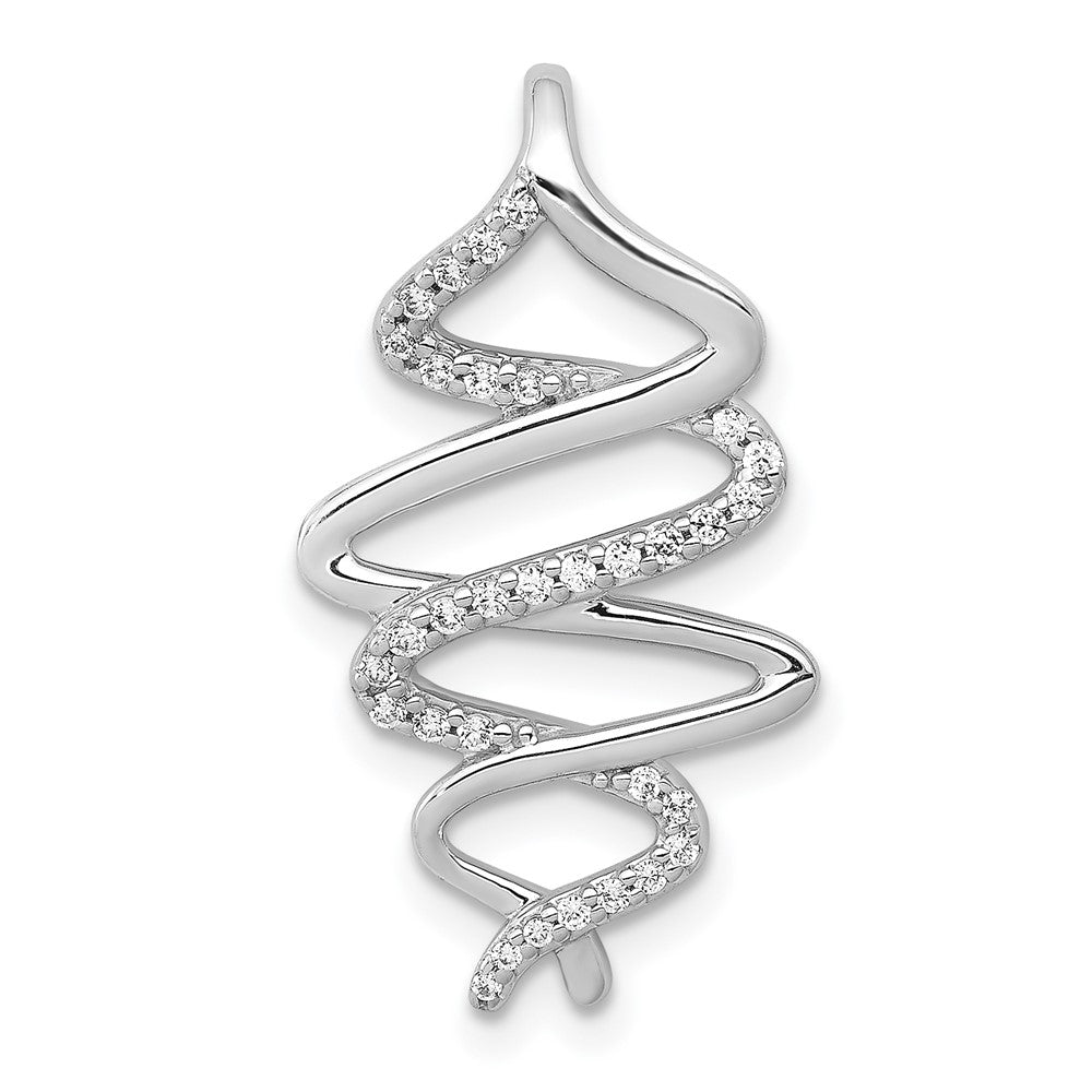 14k White Gold 1/6ct. Real Diamond Polished Fancy Twisted Chain Slide