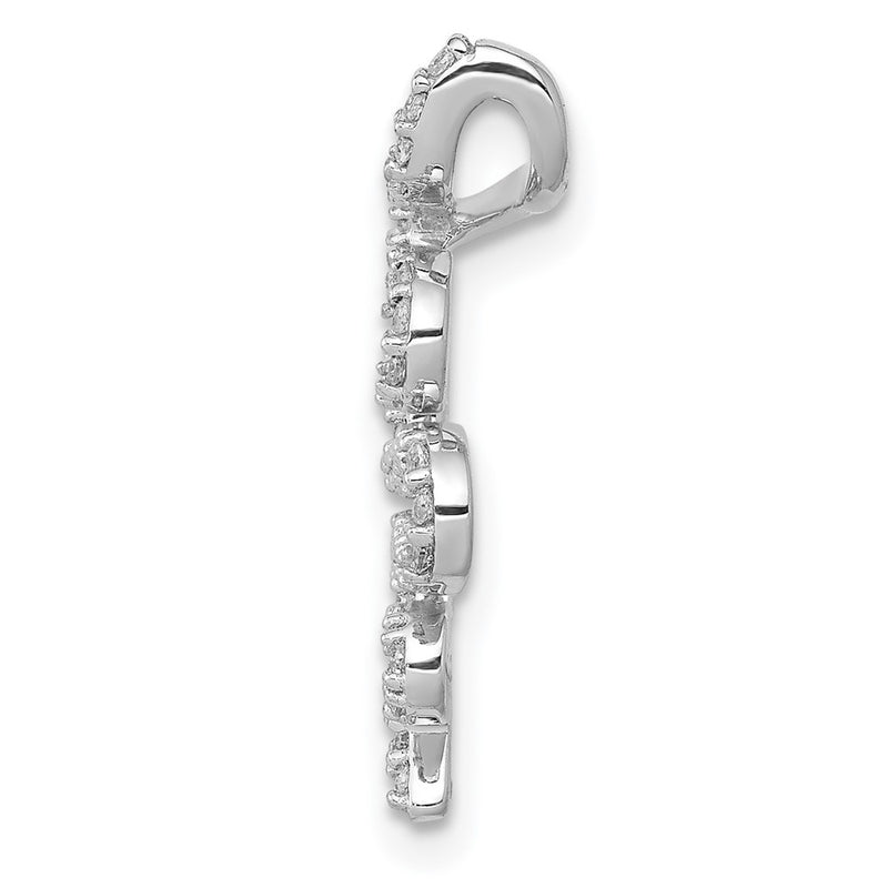 14k White Gold 1/3ct. Real Diamond Fancy Curved Line Chain Slide