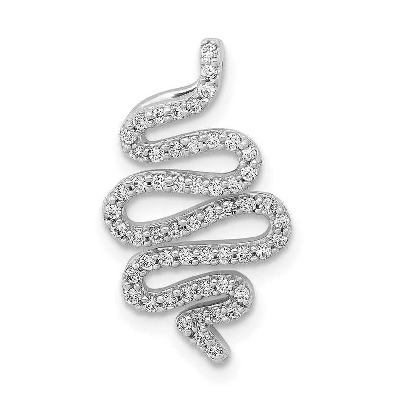 14k White Gold 1/3ct. Real Diamond Fancy Curved Line Chain Slide