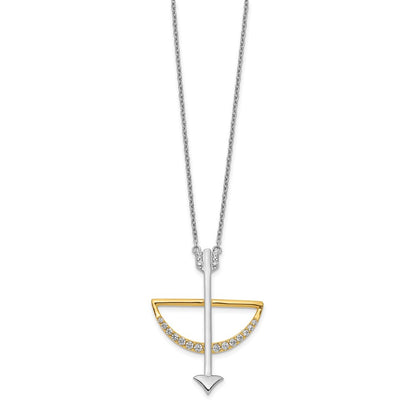 14k Two-Tone Gold Real Diamond Bow and Arrow 18 inch Necklace