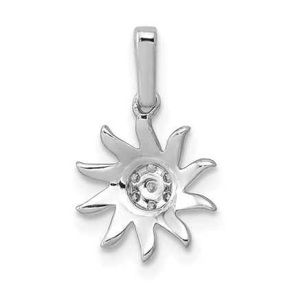 14k White Gold 1/15ct. Real Diamond Fancy Sun Pendant