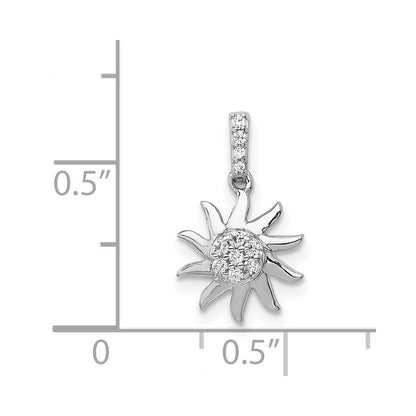 14k White Gold 1/15ct. Real Diamond Fancy Sun Pendant