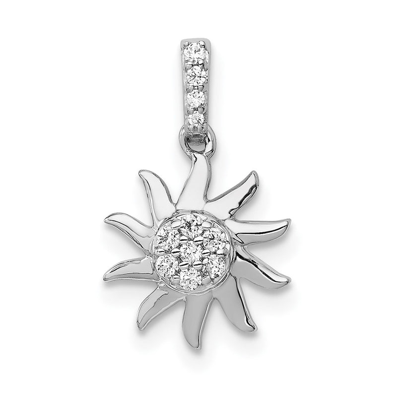 14k White Gold 1/15ct. Real Diamond Fancy Sun Pendant