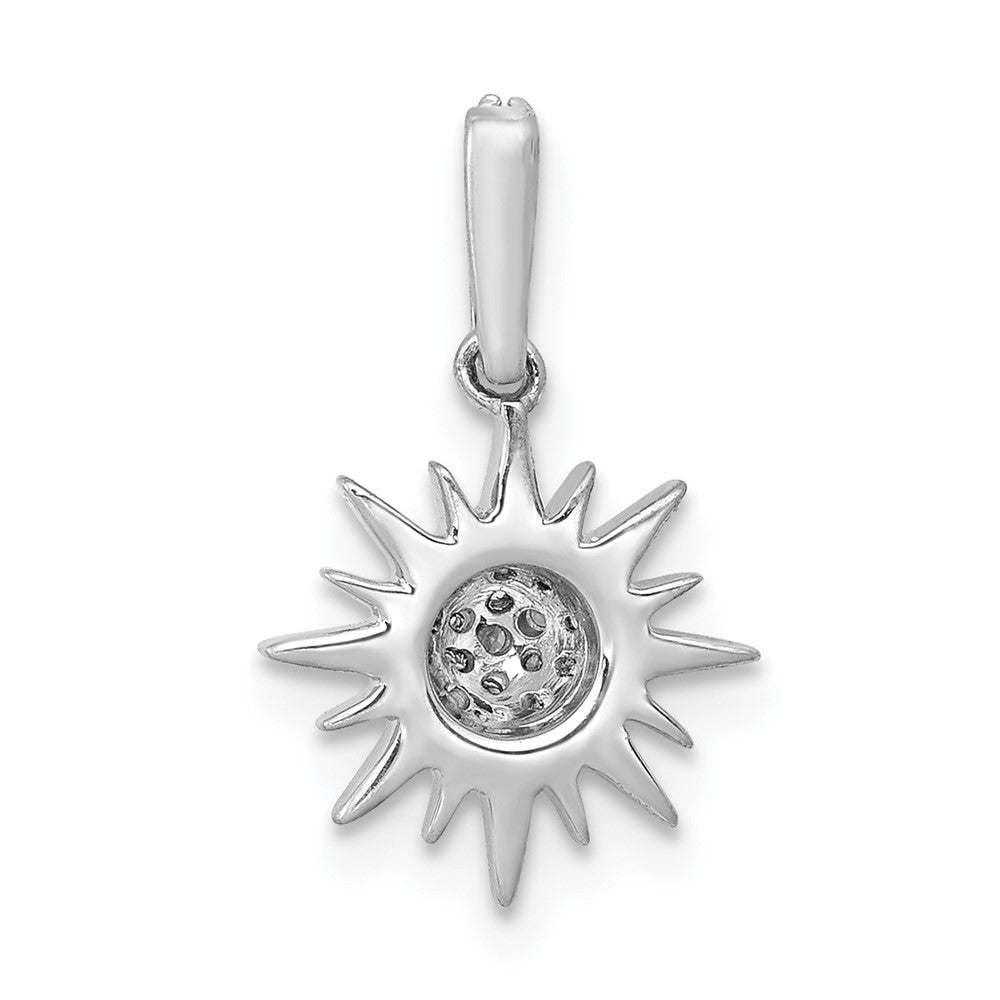14k White Gold 1/10ct. Real Diamond Fancy Sun Pendant
