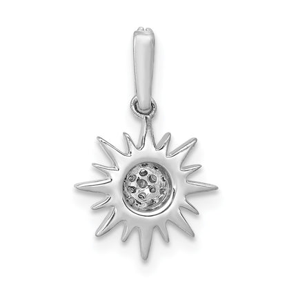 14k White Gold 1/10ct. Real Diamond Fancy Sun Pendant