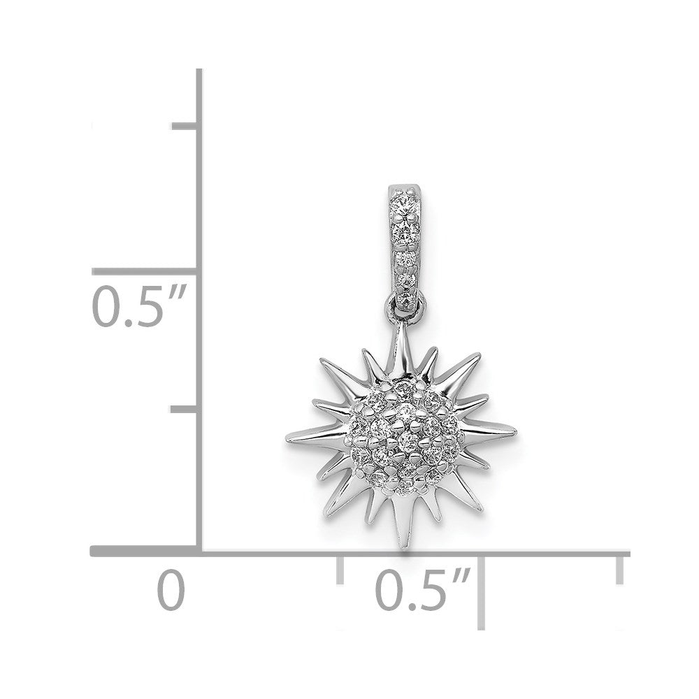14k White Gold 1/10ct. Real Diamond Fancy Sun Pendant